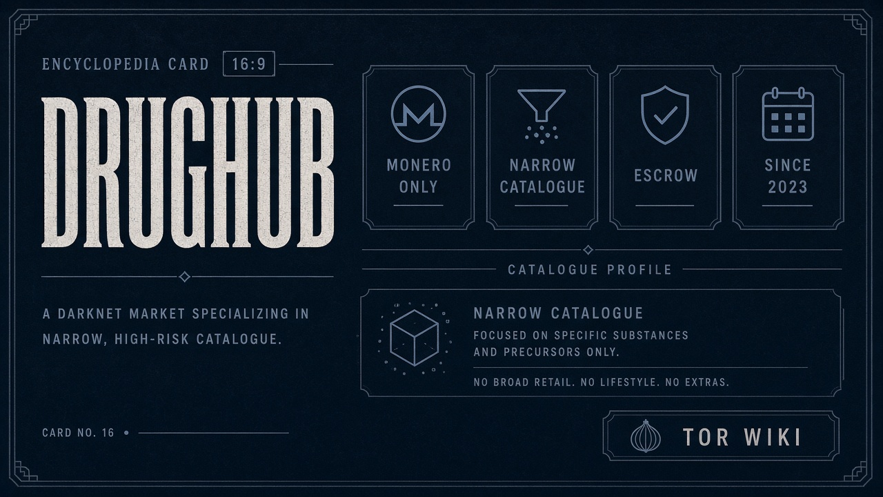 DrugHub card on Tor Wiki